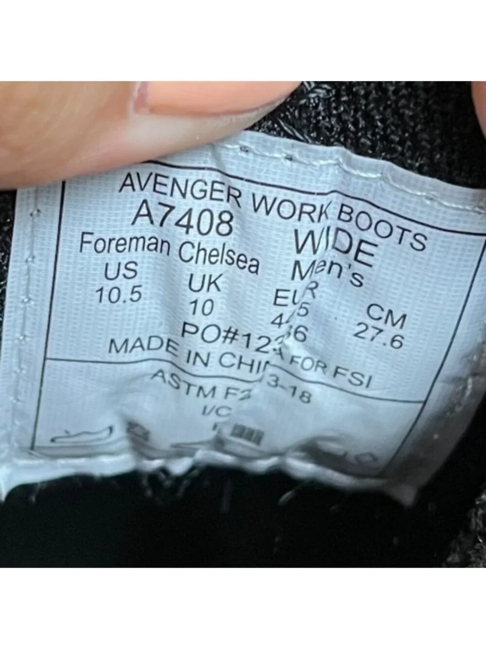 Avenger Foreman Mens Size 10.5E Black Composite Safety Toe Chelsea Work Boots